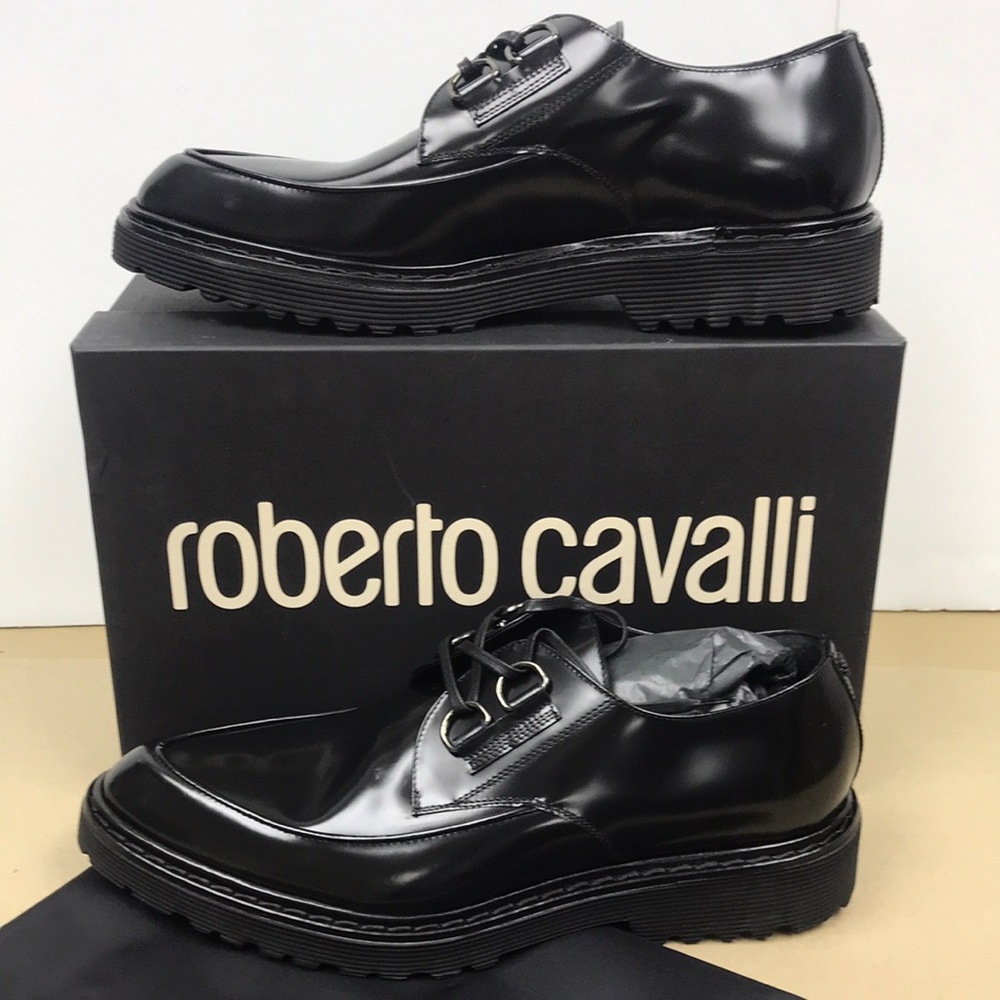 Roberto cavalli abrasivato mens shoes Oxford 8395 c black size 11.5